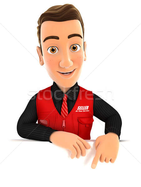 3d seller pointing to empty wall Stock photo © 3dmask