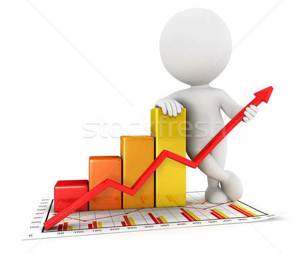 3D fehér emberek üzlet statisztikai grafikon izolált Stock fotó © 3dmask