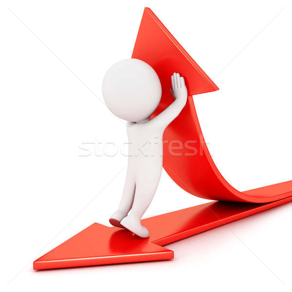 Stock photo: 3d white people two arrows