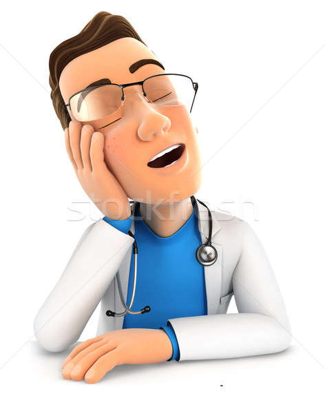 3d doctor fell asleep leaning on his hand Stock photo © 3dmask