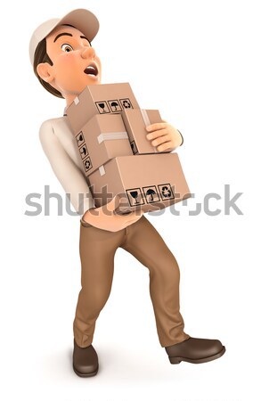 3d delivery man heavy parcels Stock photo © 3dmask