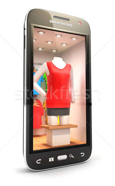 3d clothes shop inside smartphone Stock photo © 3dmask