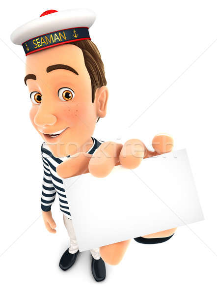 3D tengerész tart cég kártya izolált Stock fotó © 3dmask