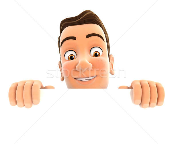 3d businessman hiding behind white wall Stock photo © 3dmask