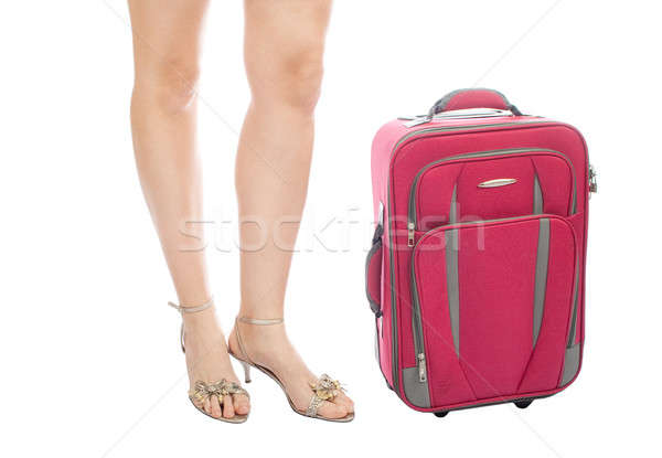 Gambe viaggio valigia vacanze isolato bianco Foto d'archivio © 3dvin