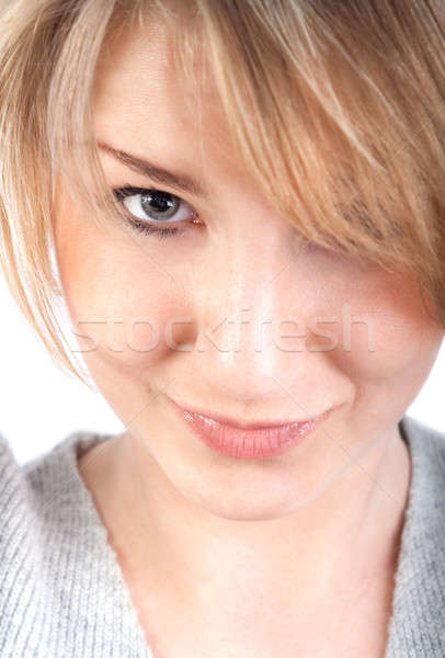 Piękna atrakcyjna kobieta chytry spojrzeć uśmiechnięty Zdjęcia stock © 3dvin