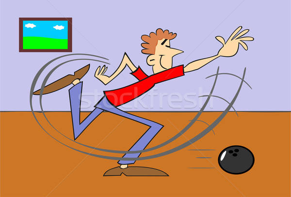 Bowling giocatore illustrazione sport blu divertimento Foto d'archivio © 3dvin