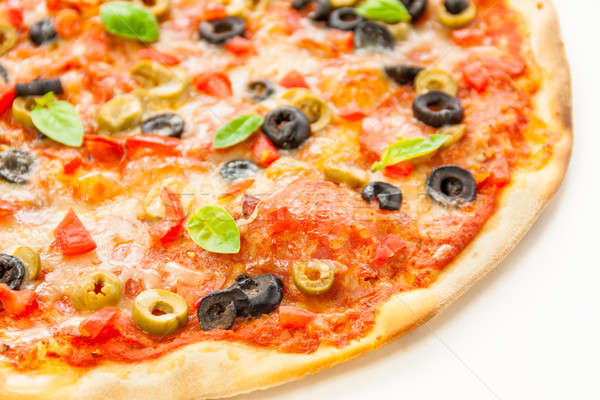 Ropogós pizza gyönyörű színes bazsalikom olvadt Stock fotó © 3pphoto31