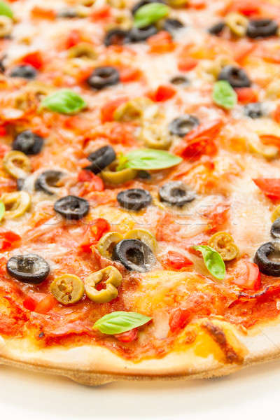 Ropogós pizza gyönyörű színes bazsalikom olvadt Stock fotó © 3pphoto31