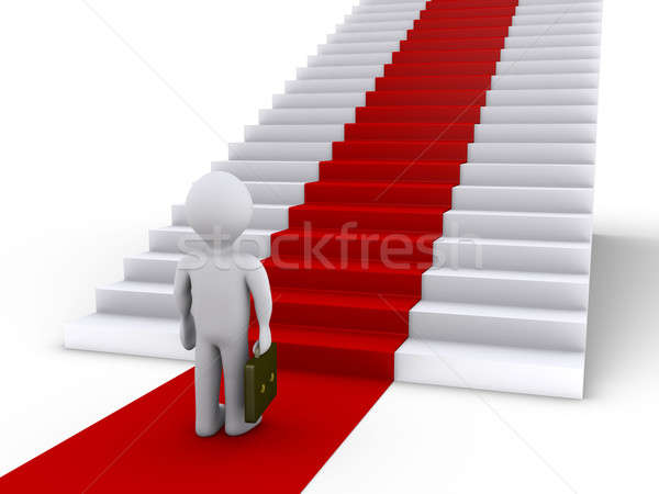 üzletember lépcsősor vörös szőnyeg 3D üzlet piros Stock fotó © 6kor3dos