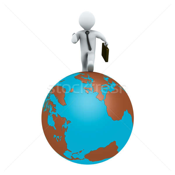 ビジネスマン を実行して 地球 3D 周りに 世界中 ストックフォト © 6kor3dos