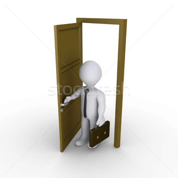 Geschäftsmann Öffnen Tür 3D Fuß Mann Stock foto © 6kor3dos