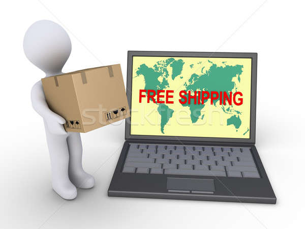 Kostenloser Versand ganze Welt Person Karton Laptop Stock foto © 6kor3dos