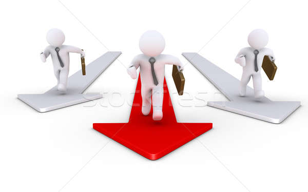 Drei Geschäftsleute läuft Pfeile 3D ein Stock foto © 6kor3dos