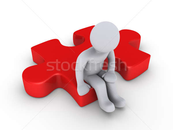 Lösung 3d Person Sitzung rot Puzzle Stück Stock foto © 6kor3dos
