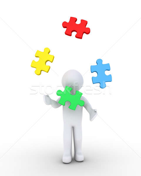 Person juggling puzzle pieces Stock photo © 6kor3dos