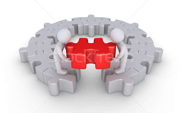Two persons finish round puzzle Stock photo © 6kor3dos