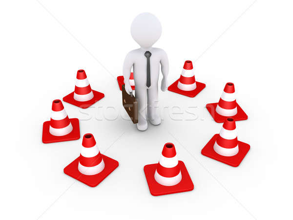 Businessman is isolated by traffic cones Stock photo © 6kor3dos