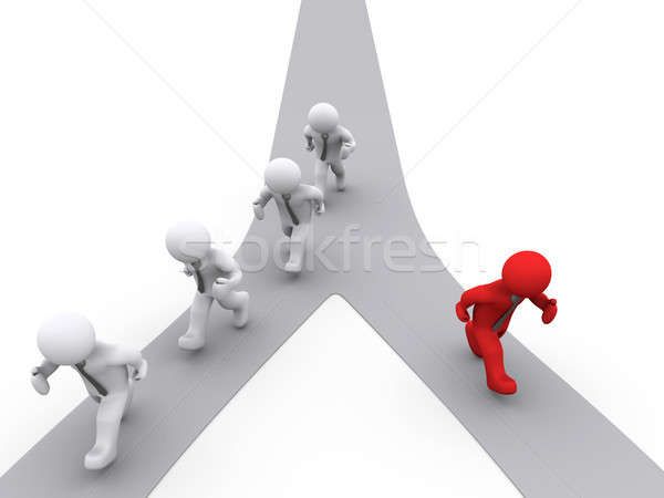 Different 3d businessman running on the right path Stock photo © 6kor3dos