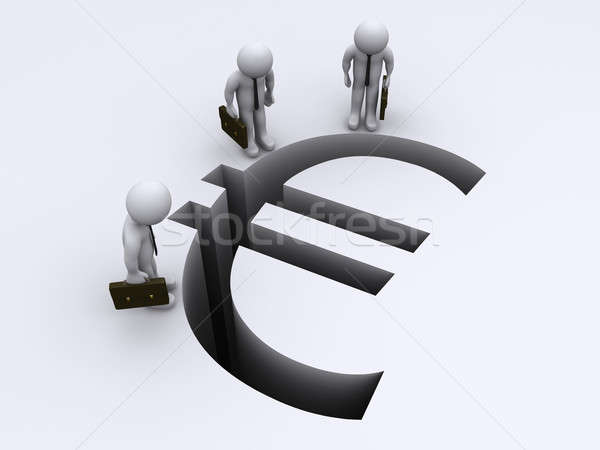 Oglądania euro luka 3D biznesmenów patrząc w dół Zdjęcia stock © 6kor3dos