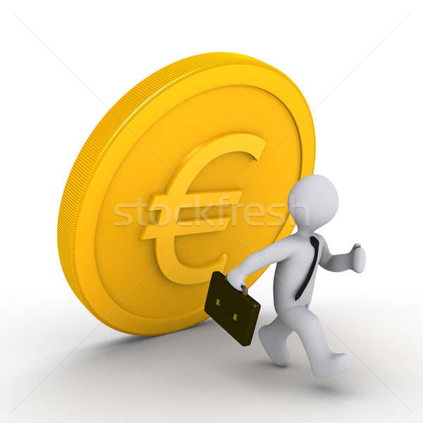 Businessman running away from falling euro coin Stock photo © 6kor3dos