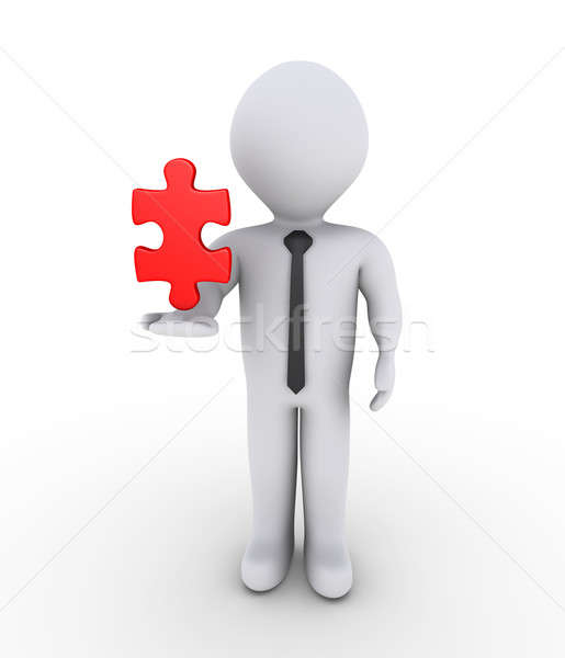 Geschäftsmann halten Luft Puzzle Stück 3D Stock foto © 6kor3dos