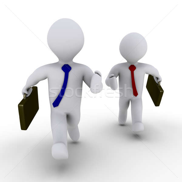 Zwei Geschäftsleute 3D blau rot laufen Stock foto © 6kor3dos