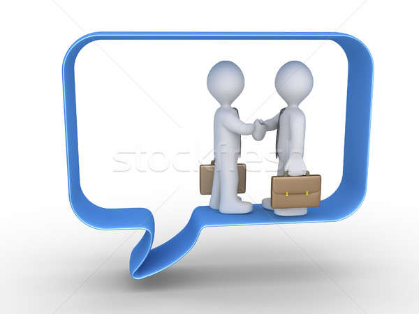 Stock photo: Bussinesmen agreement inside speech bubble