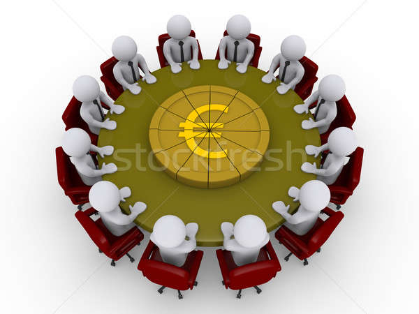 Businessmen sitting around a table ready to divide euro pie Stock photo © 6kor3dos