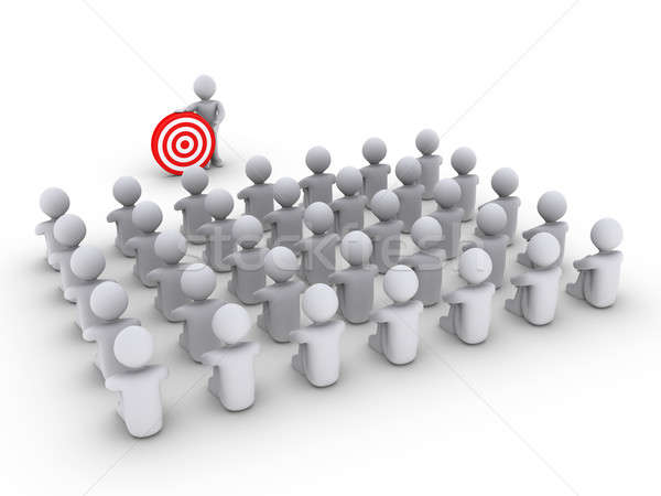 Stock photo: Person is showing a target to many others