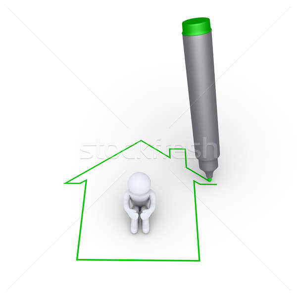 Drawing a house around a person Stock photo © 6kor3dos