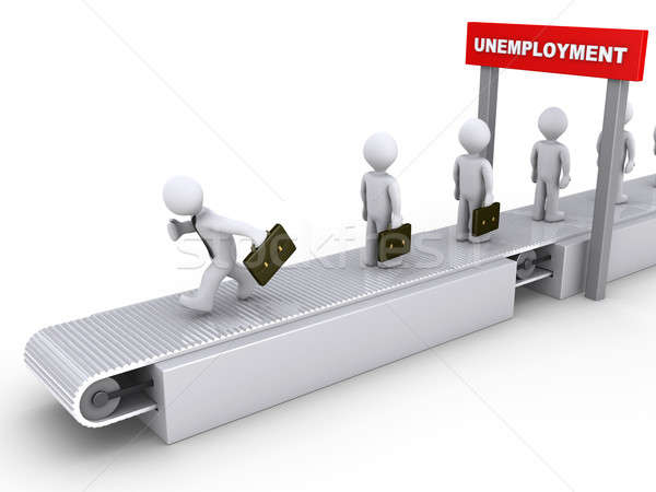Läuft weg Arbeitslosigkeit 3D Geschäftsmann Zeichen Stock foto © 6kor3dos