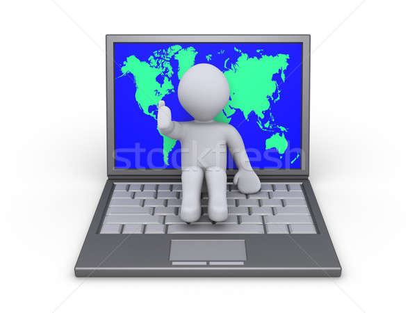 Person Laptop Internet Sitzung Weltkarte Bildschirm Stock foto © 6kor3dos