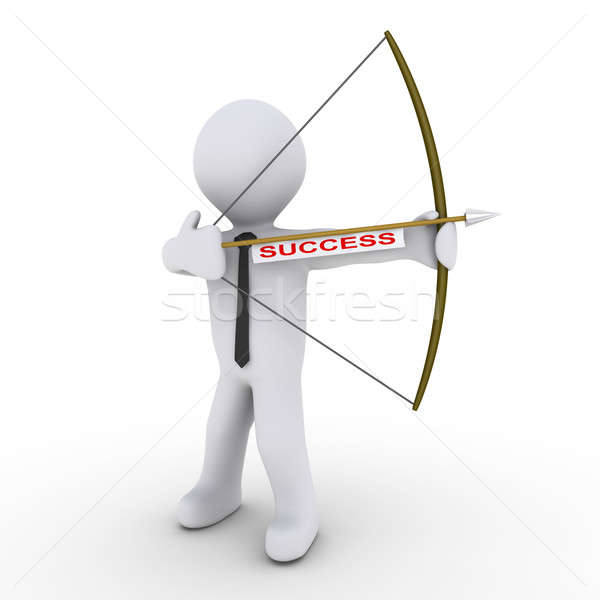 Biznesmen łucznik arrow sukces tag 3D Zdjęcia stock © 6kor3dos
