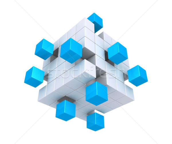 Cuburi pătrat obiect 3D constructii abstract Imagine de stoc © 6kor3dos