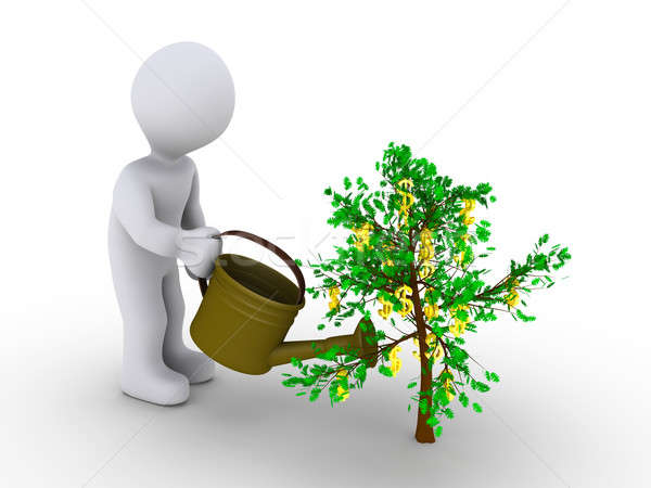 Person Bewässerung Dollar Baum 3d Person wenig Stock foto © 6kor3dos