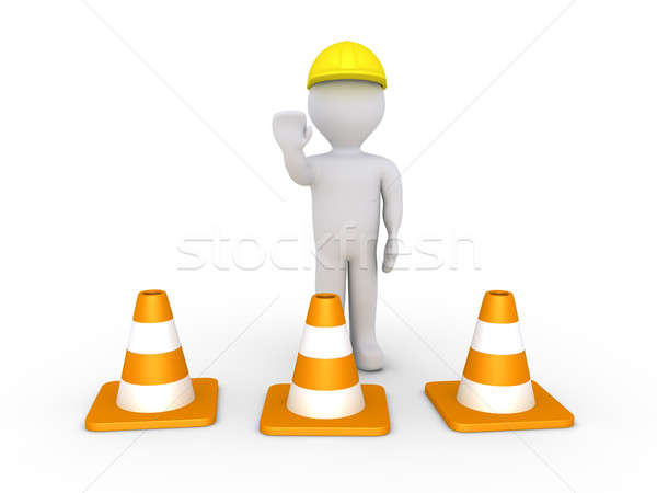 Trabajador persona detrás tráfico mano construcción Foto stock © 6kor3dos