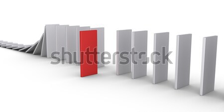 Stockfoto: Een · stoppen · domino · effect · tegel · veel