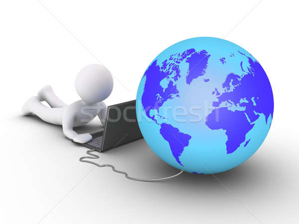 Person Welt 3d Person mit Laptop Welt Stock foto © 6kor3dos