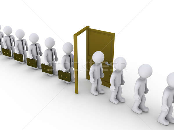 Empresarios caminando puerta desempleo 3D financiar Foto stock © 6kor3dos