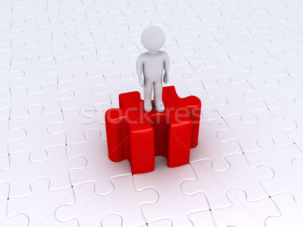 Személy áll magas puzzle darab 3d személy Stock fotó © 6kor3dos