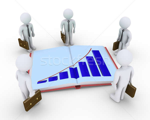 Geschäftsleute herum Buch Grafik geöffnet Grafik Stock foto © 6kor3dos