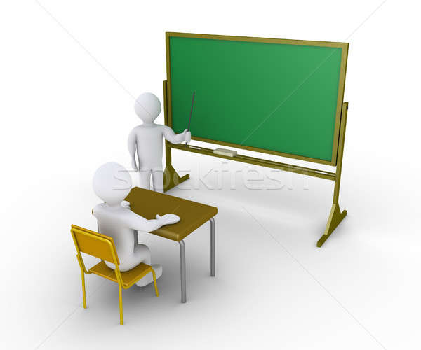 Nauczyciel instrukcje student 3d osoby posiedzenia krzesło Zdjęcia stock © 6kor3dos