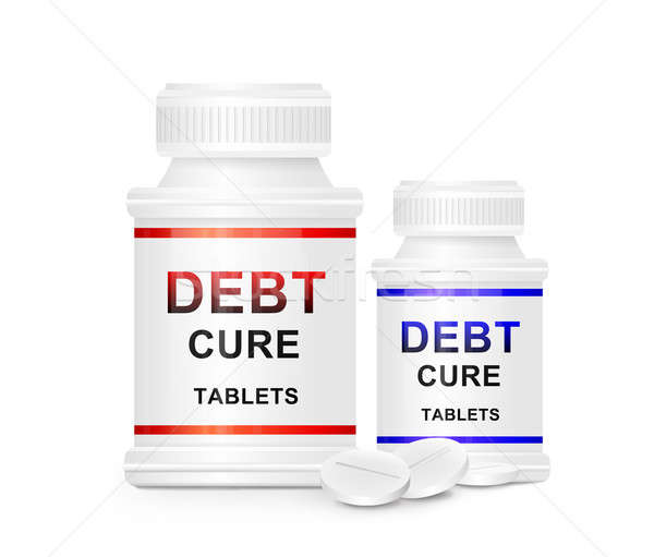 Adósság gyógyít illusztráció kettő gyógyszer szavak Stock fotó © 72soul
