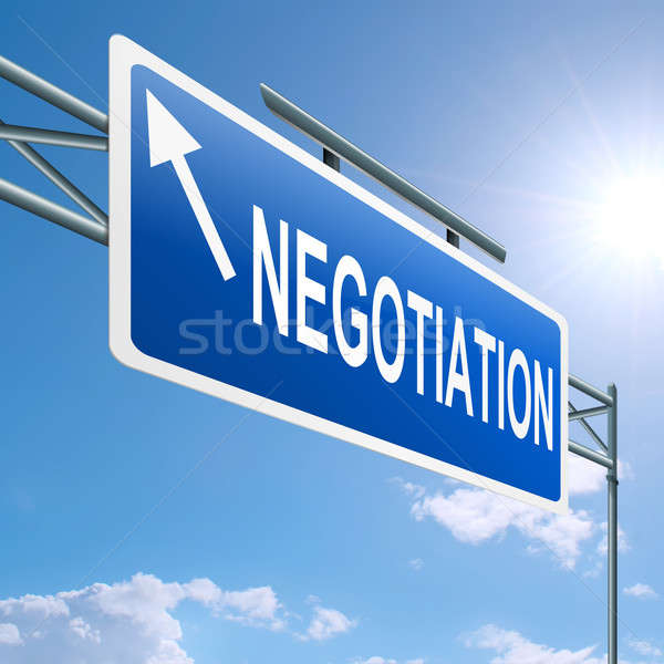 Onderhandeling illustratie snelweg teken blauwe hemel kantoor Stockfoto © 72soul