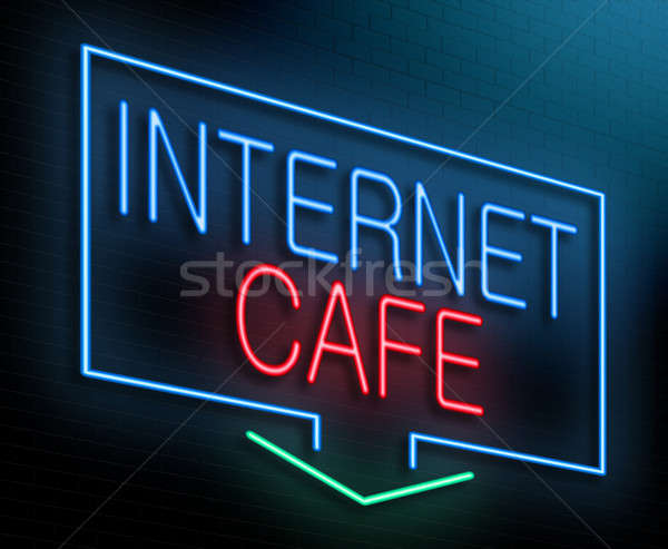 Internet Kaffeehaus Illustration beleuchtet Leuchtreklame neon Stock foto © 72soul