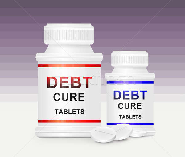 Adósság gyógyít illusztráció kettő gyógyszer szavak Stock fotó © 72soul