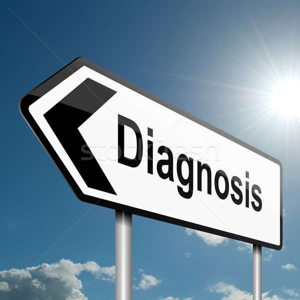 Diagnoza ilustracja drogowego znak drogowy Błękitne niebo niebo Zdjęcia stock © 72soul