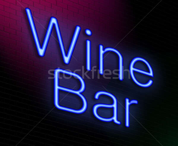 Weinbar Illustration beleuchtet Leuchtreklame Wein Restaurant Stock foto © 72soul