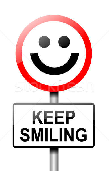 illustration depicting a road traffic sign with a keep smilig